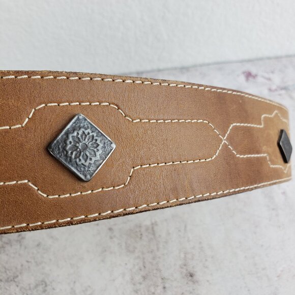 Vintage Banana Republic England Made Leather Belt Wide Western Equestrian Brown - Picture 5 of 13